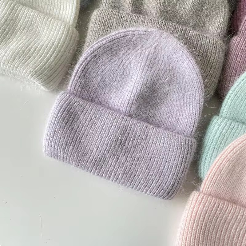 Warm, soft and fluffy Angora Beanie, lilac
