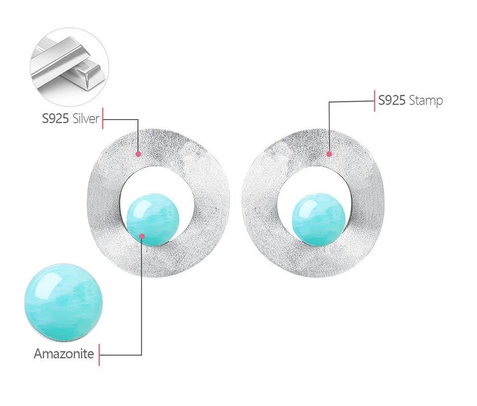 Retro circle earrings Amazonite