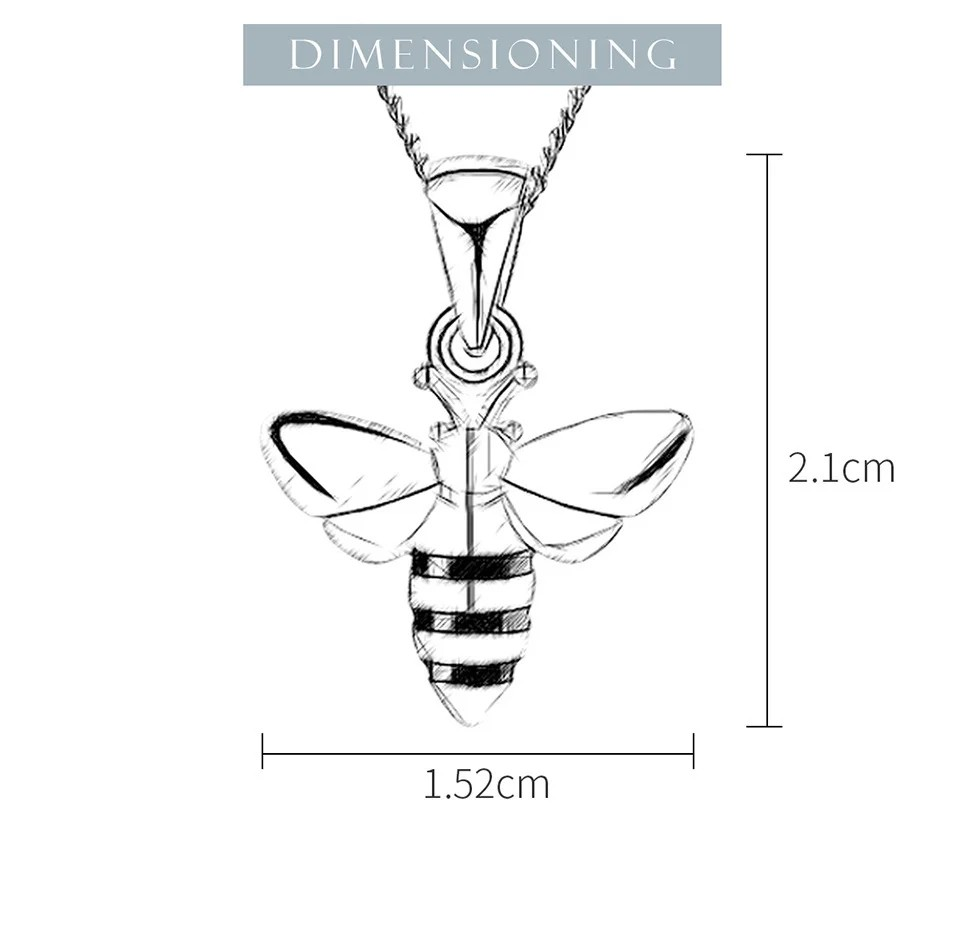 Necklace with bee pendant, 925 silver, 18K gold