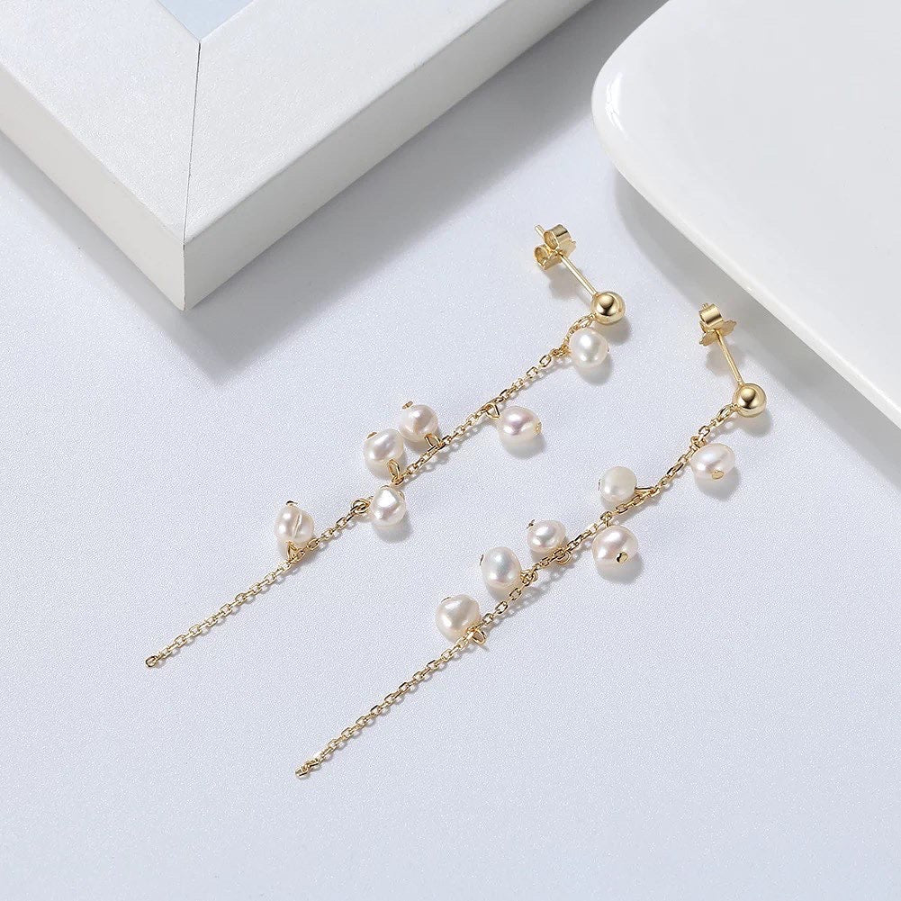 Branch with Berries Earrings 925 Sterling Silver 14k Gold