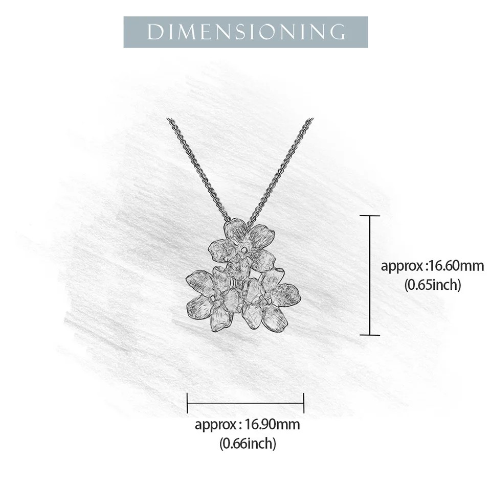 Handmade Forget-me-not necklace wide, 925 silver, 18K gold