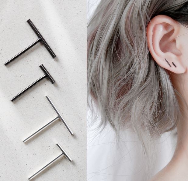 Minimalist stick stud earrings