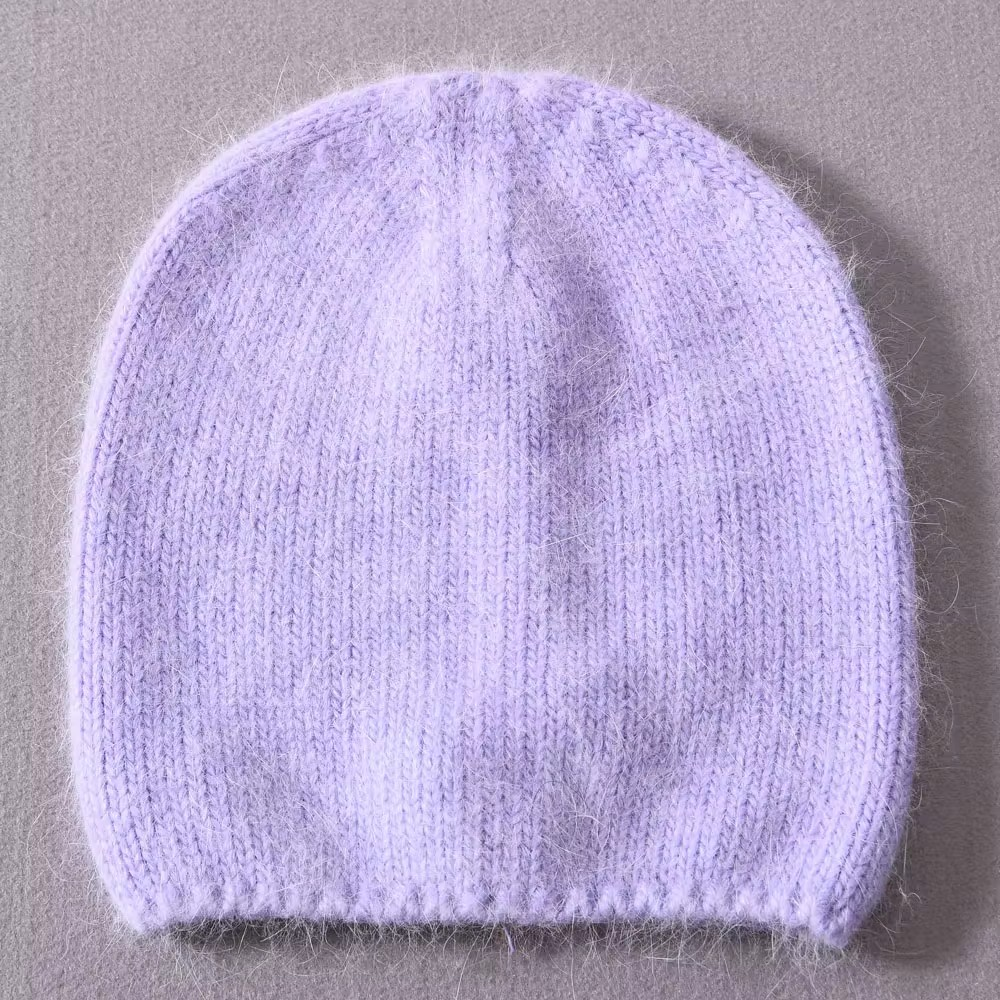 Thin soft beanie made of Angora wool, white