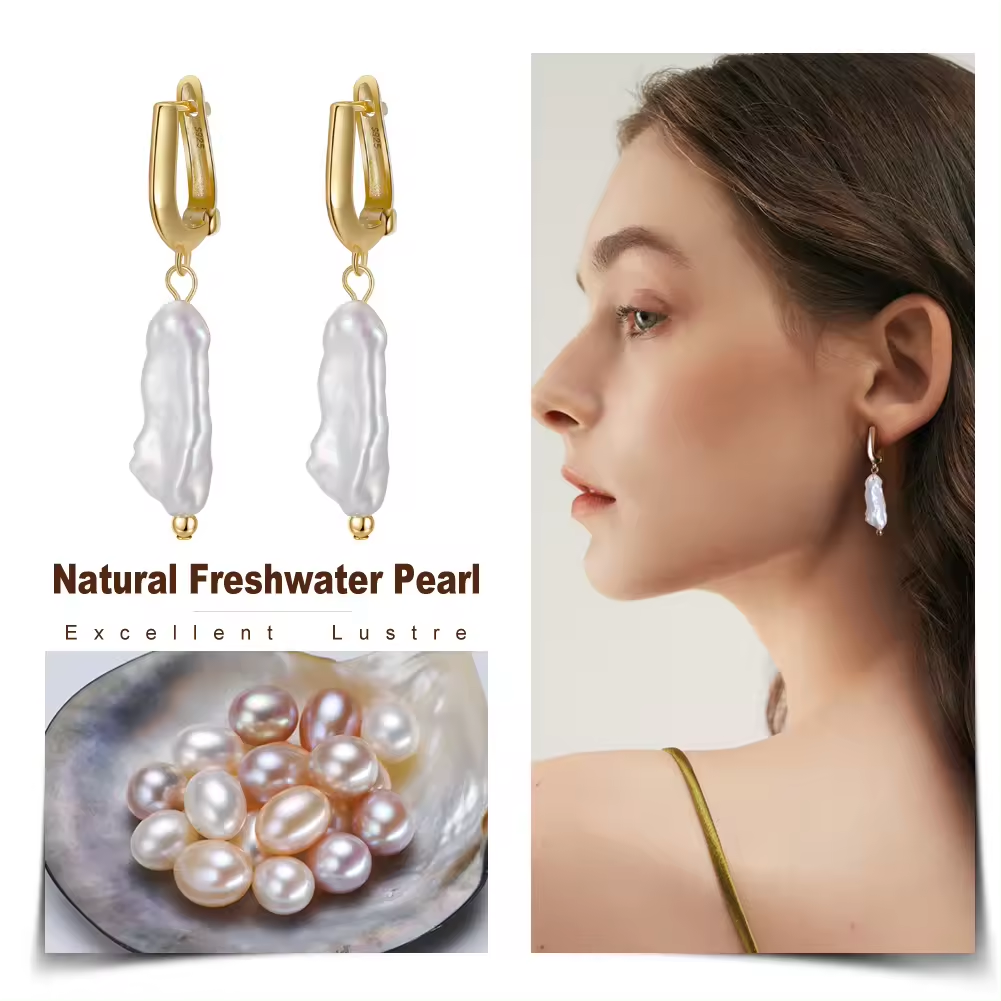 Handmade Extraordinary Baroque Pearl Drop Earrings