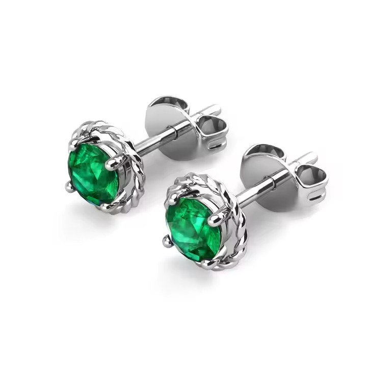 Minimalistische elegante Ohrstecker mit Smaragd, 925er Silber