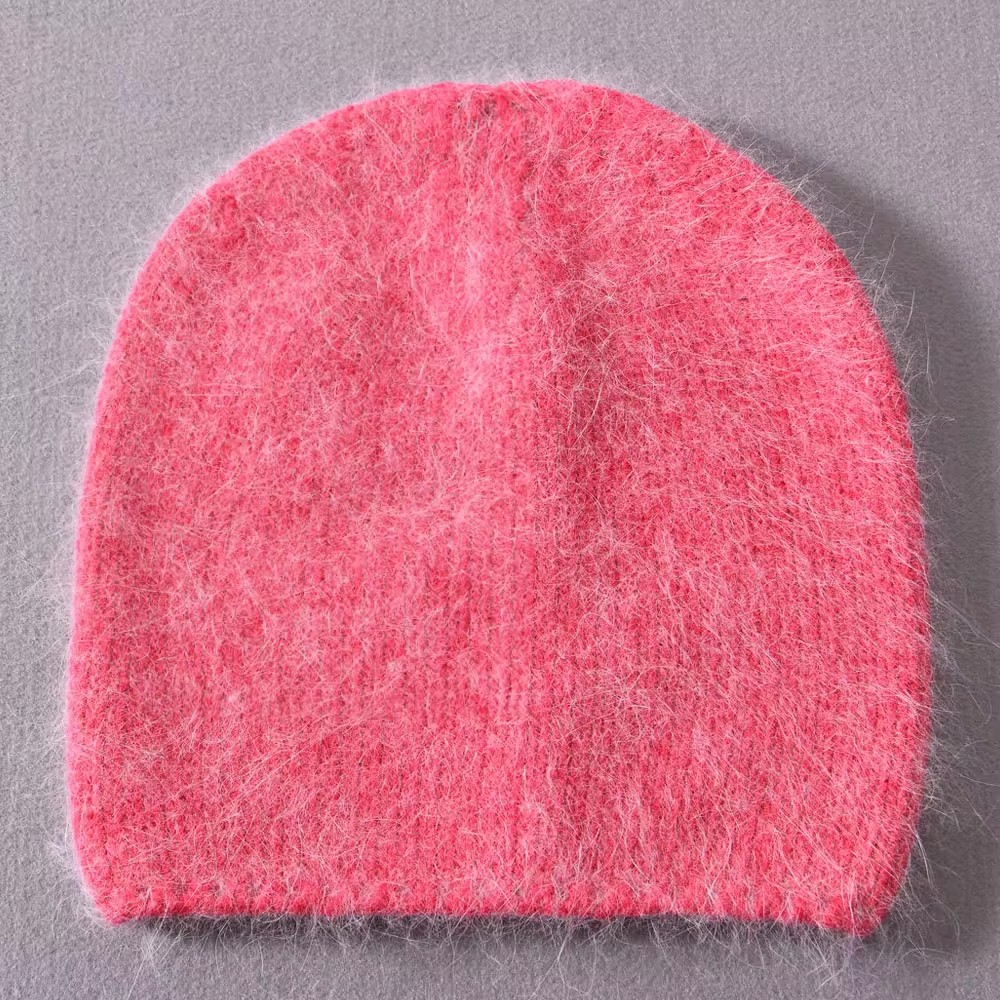 Thin soft beanie made of Angora wool, white