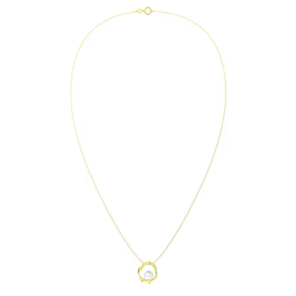 Handgefertigte minimalistische Halskette unregelmäßiger Kreis und Perle
