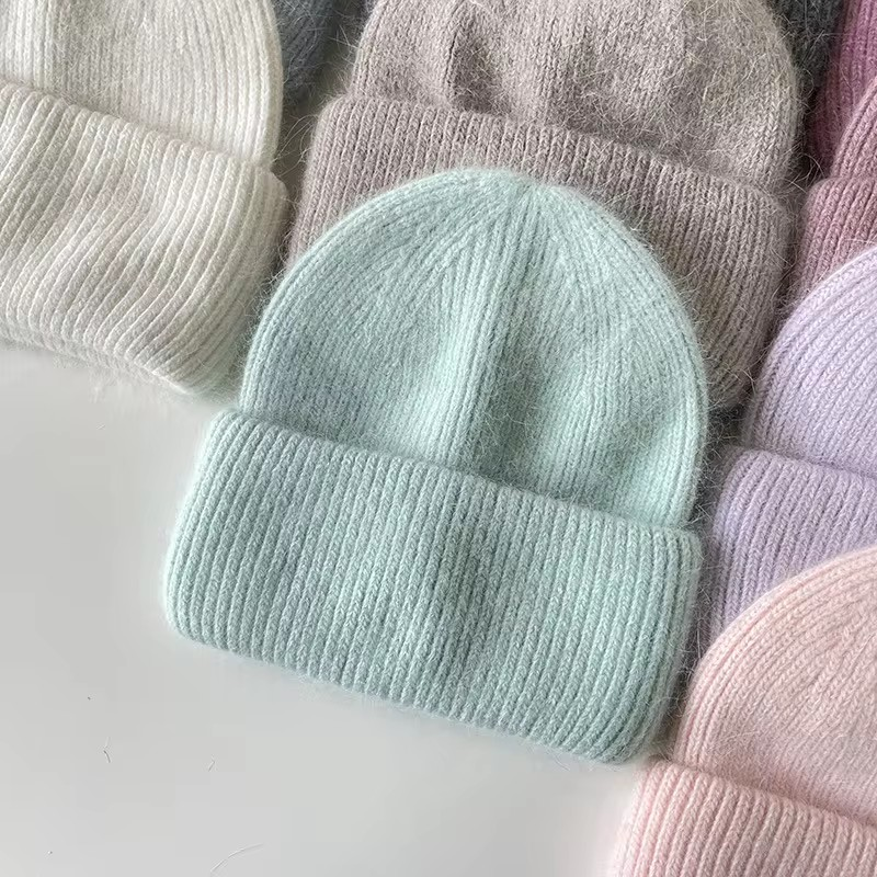 Warm, soft and fluffy Angora Beanie, mint green