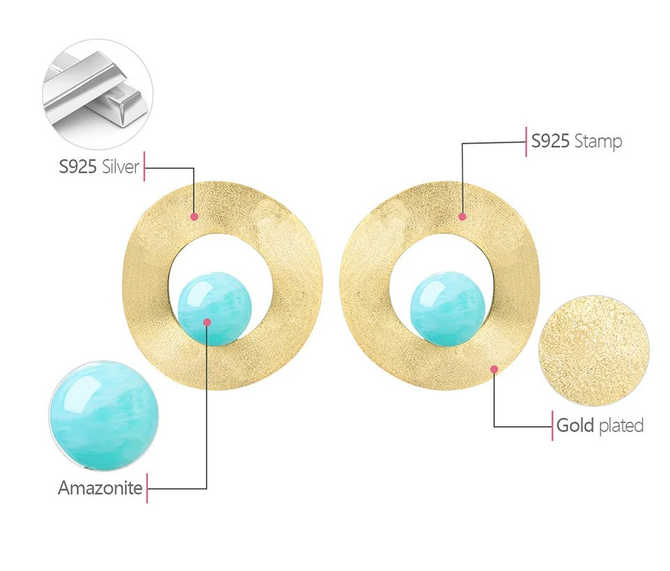 Retro circle earrings Amazonite