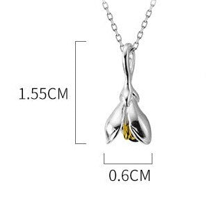 Handmade necklace delicate Magnolia pendant, 925 silver