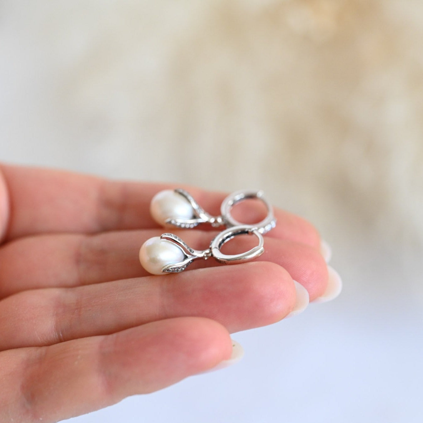 Pearl flower pendant necklace, 925 silver, freshwater pearl
