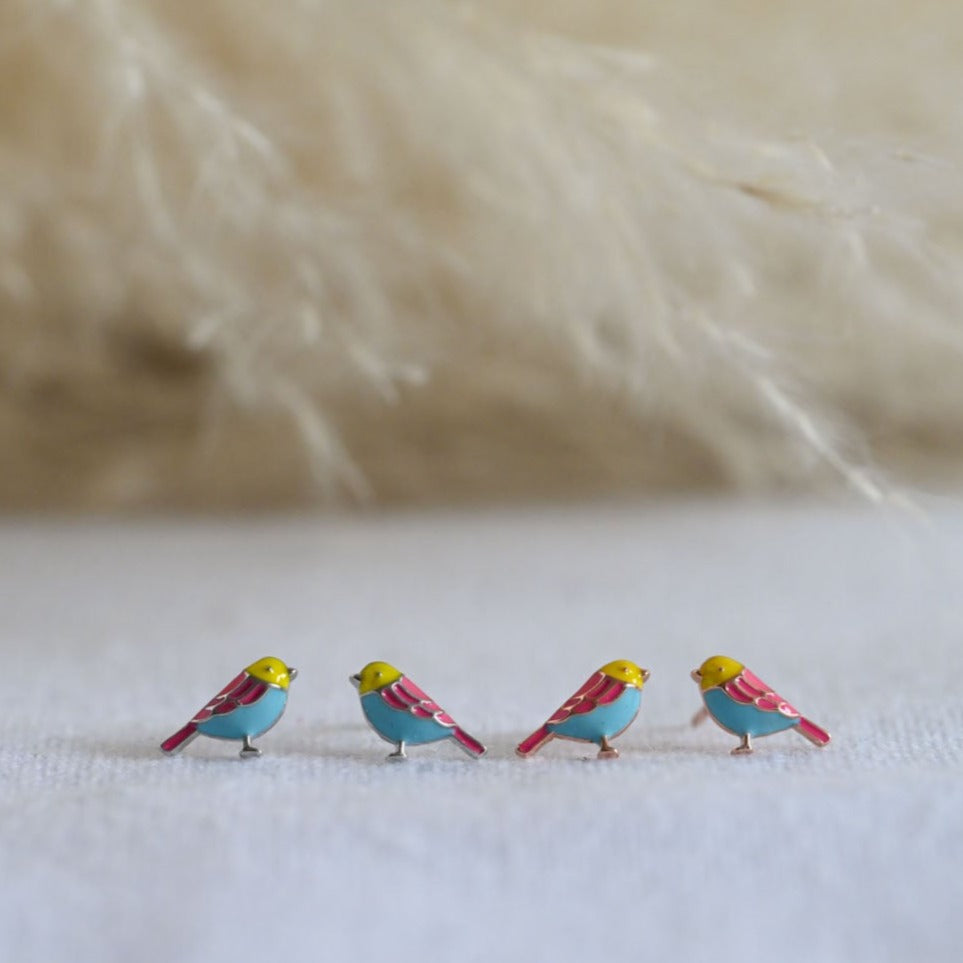 Kleine bunte Vogel Ohrstecker