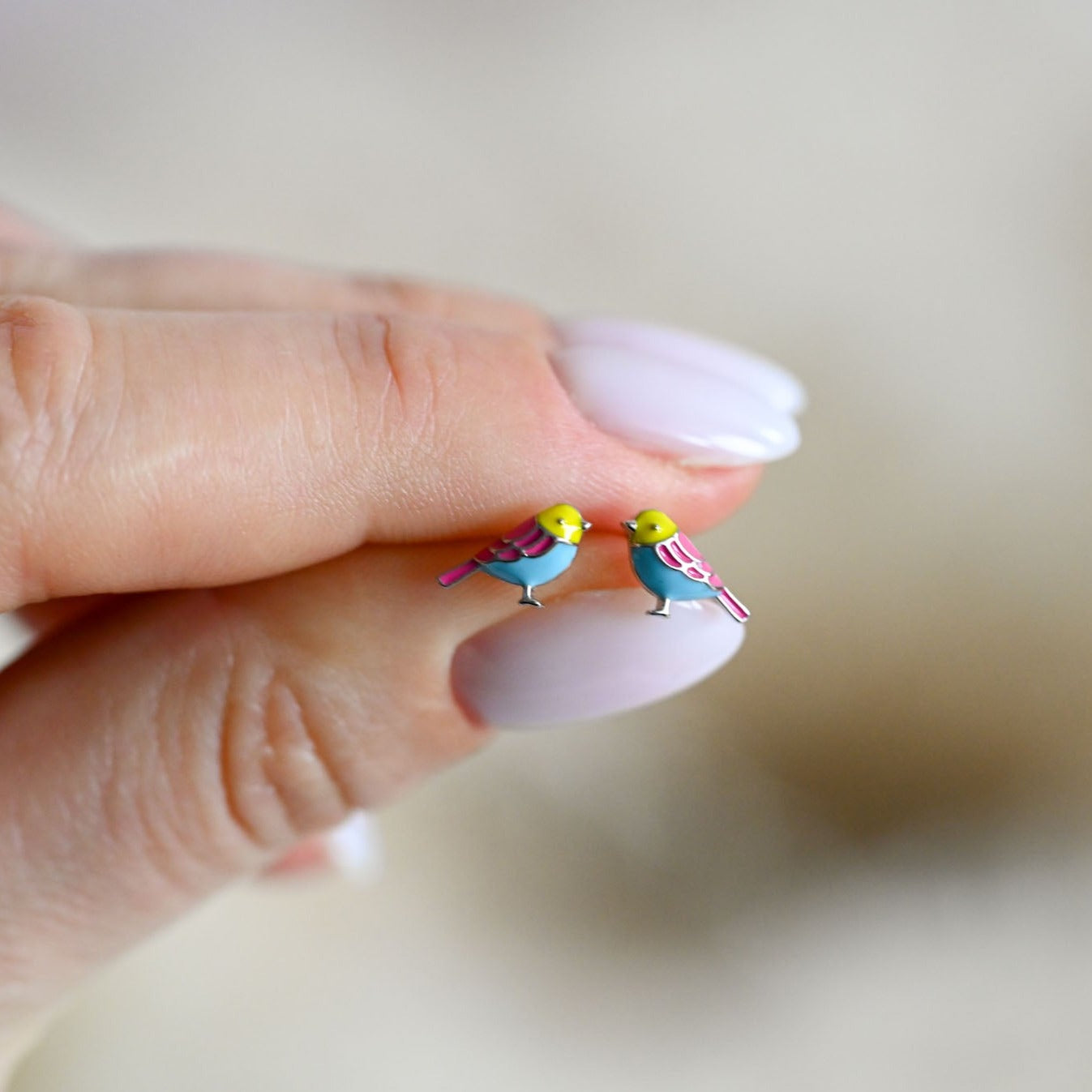 Kleine bunte Vogel Ohrstecker