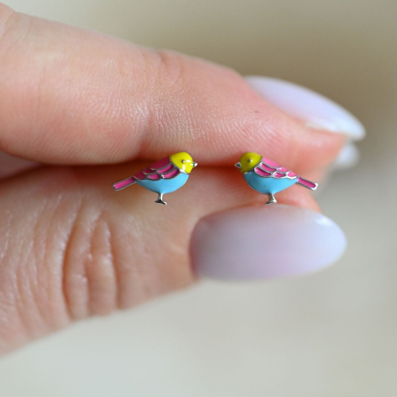 Kleine bunte Vogel Ohrstecker