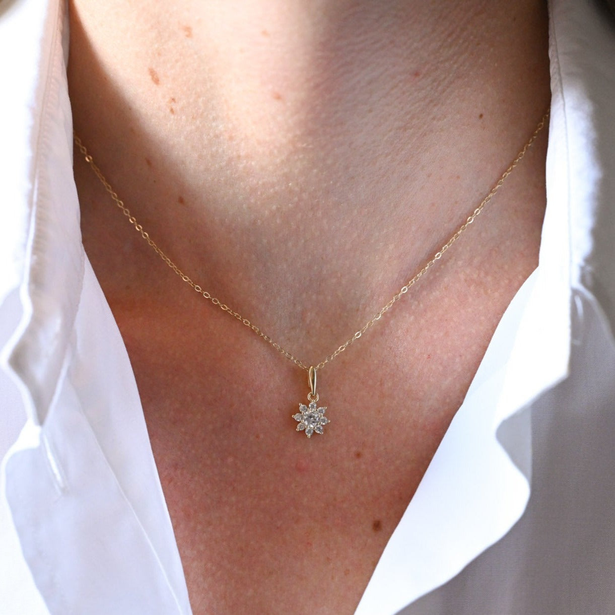 Necklace with sun pendant, 925 Sterling silver or 14K gold plated