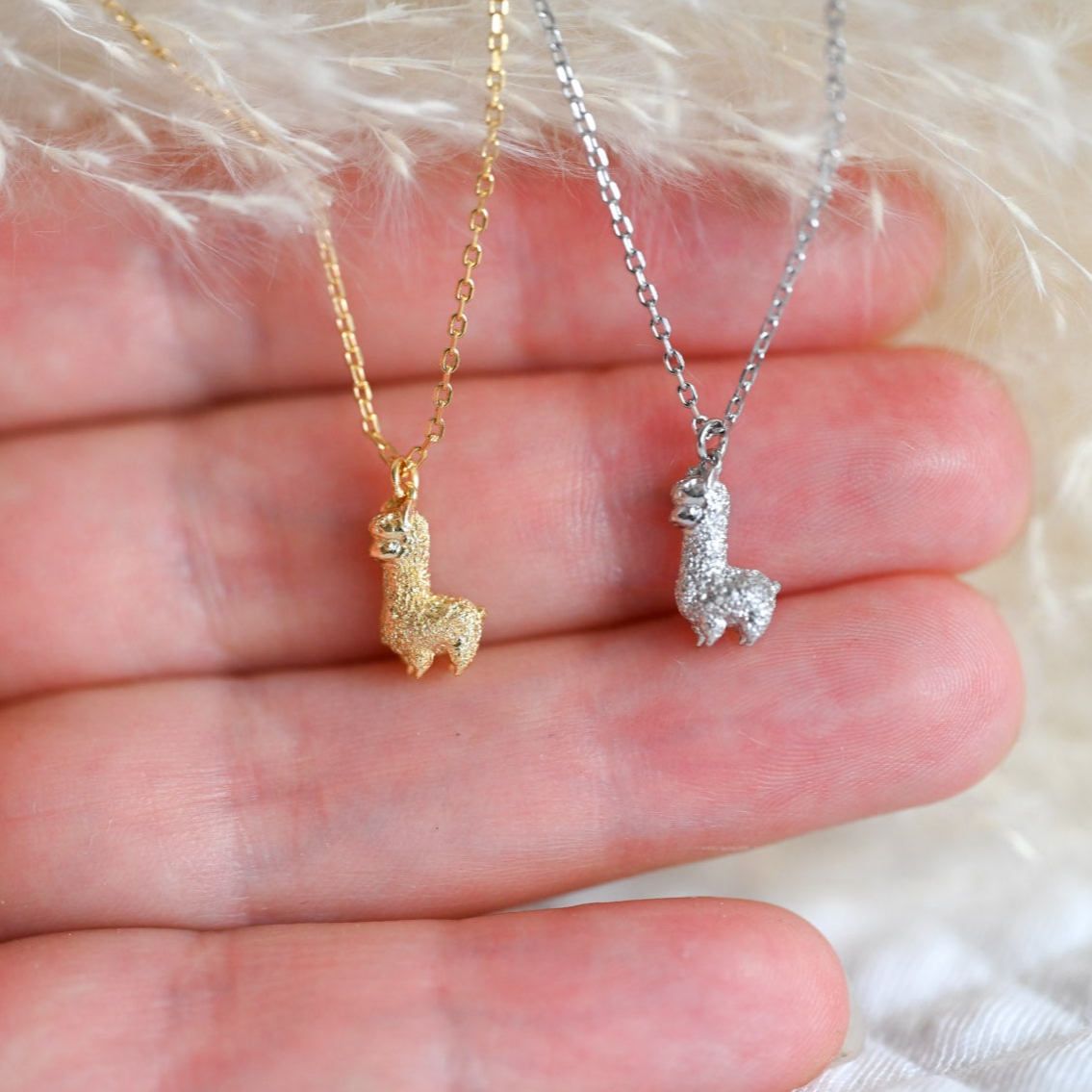 Cute Alpaca Necklace 925 Sterling Silver 18K Gold