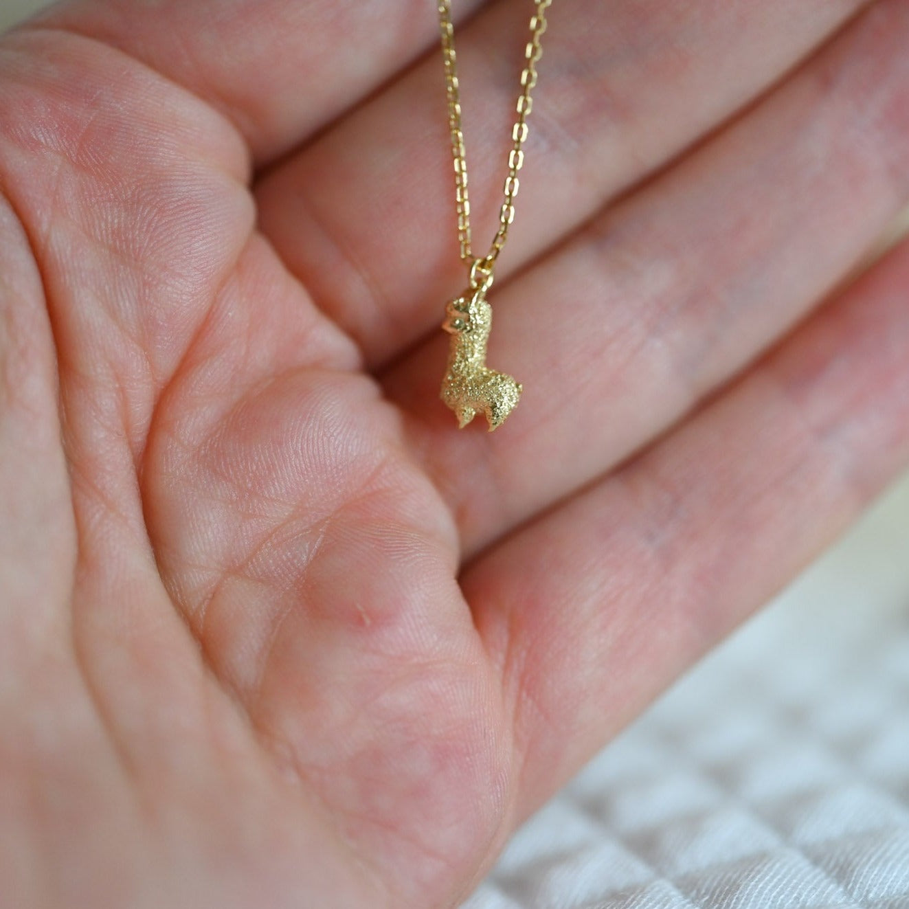 Cute Alpaca Necklace 925 Sterling Silver 18K Gold