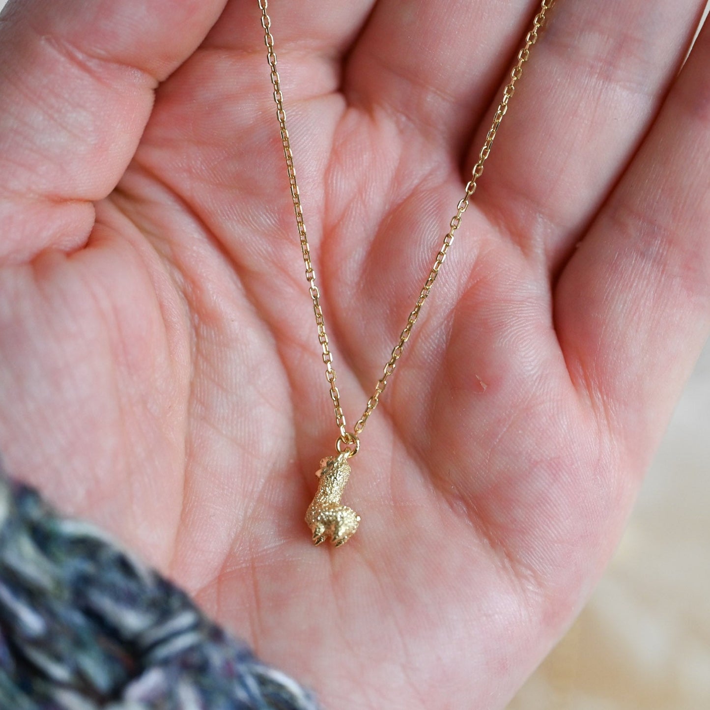 Cute Alpaca Necklace 925 Sterling Silver 18K Gold