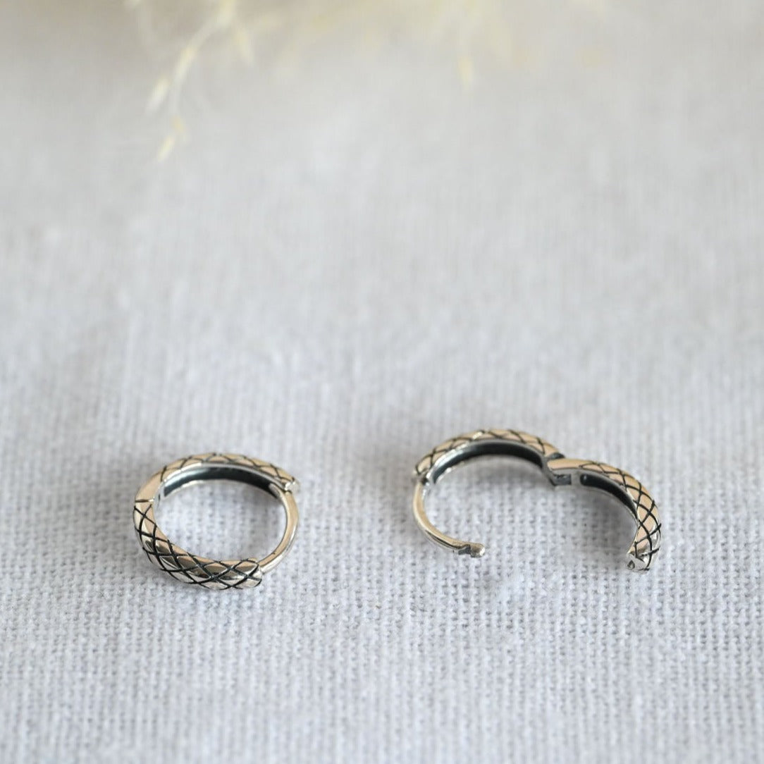 Minimalist silver hoop earrings snake look