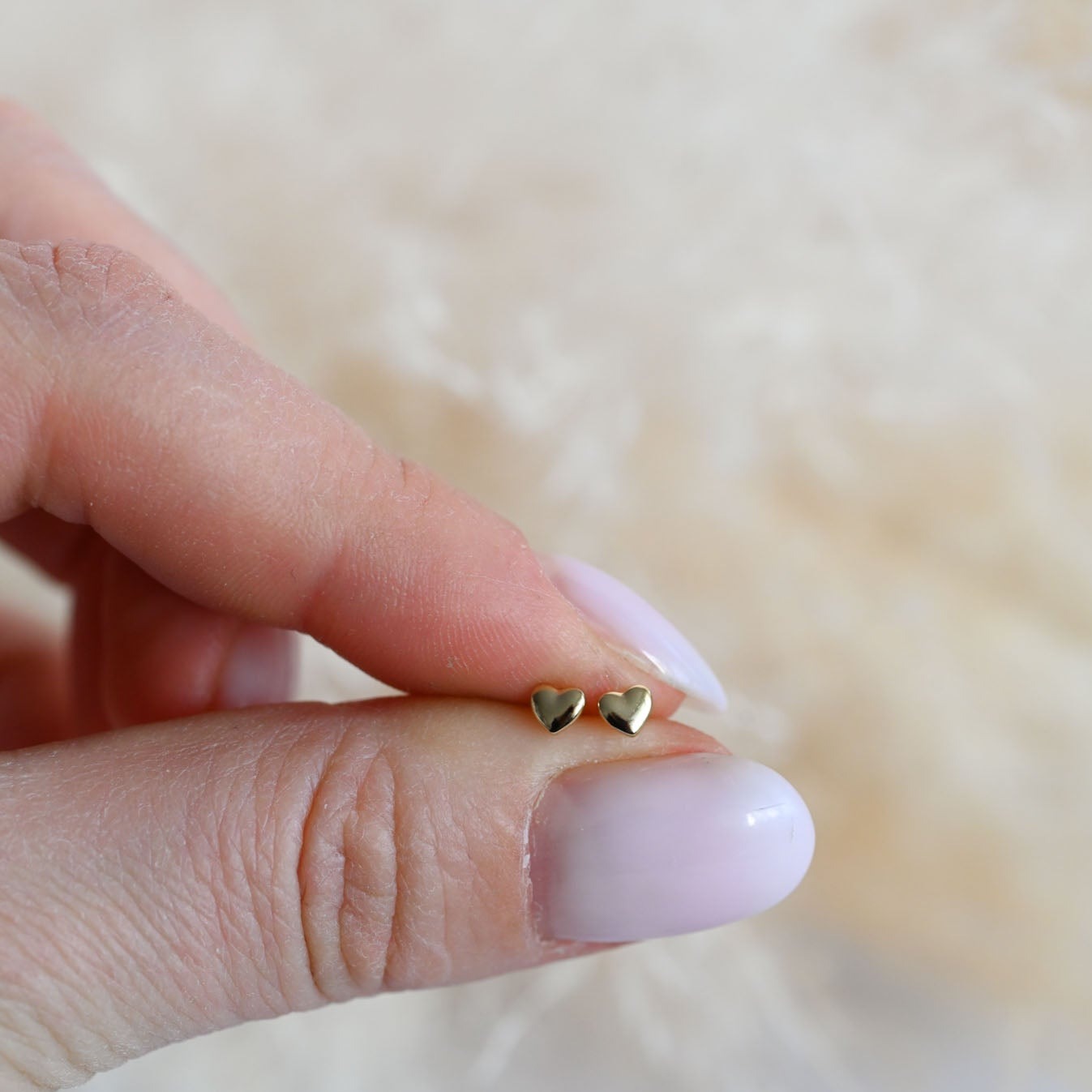 Tiny heart stud earrings, 925 silver, 18K gold, rose gold