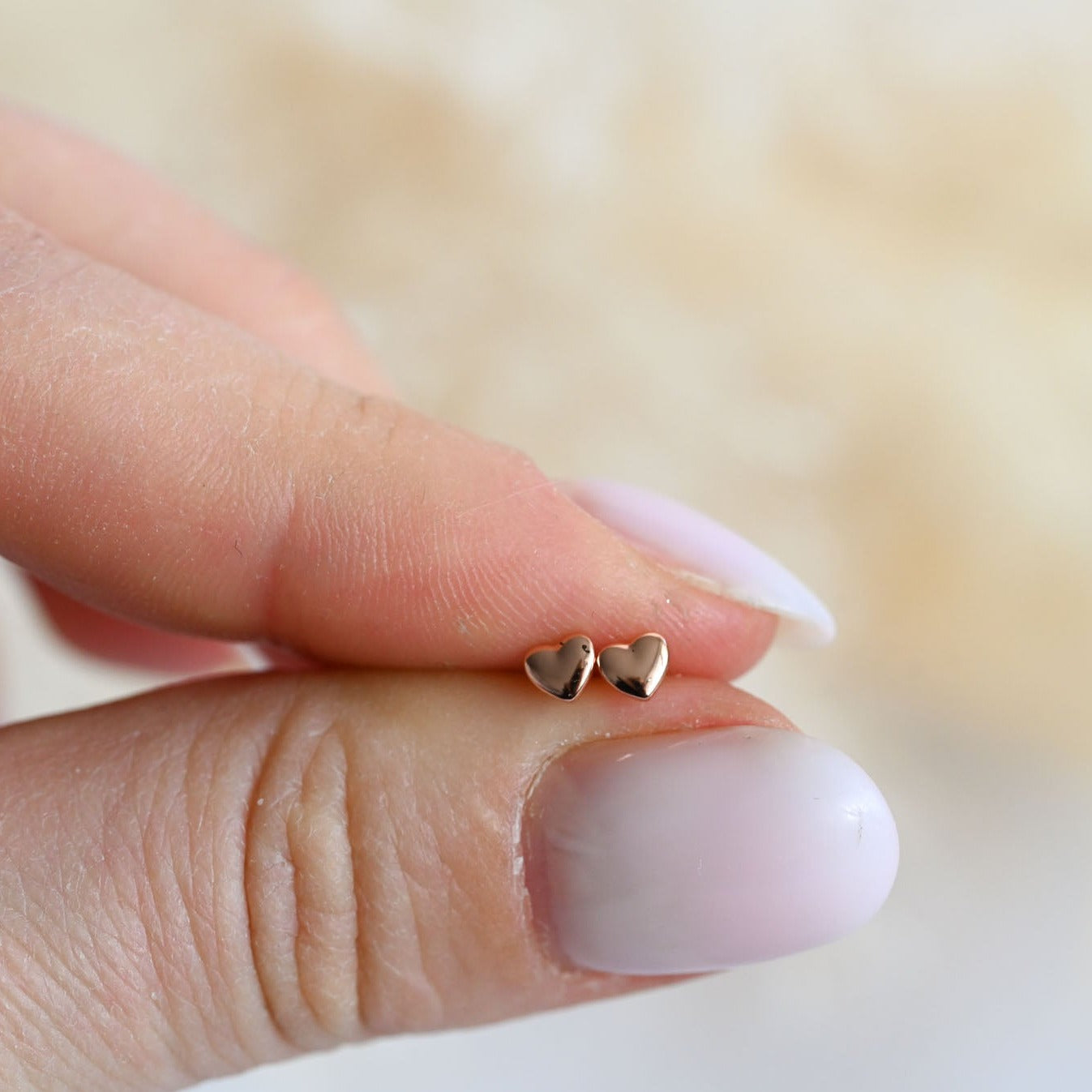 Tiny heart stud earrings, 925 silver, 18K gold, rose gold