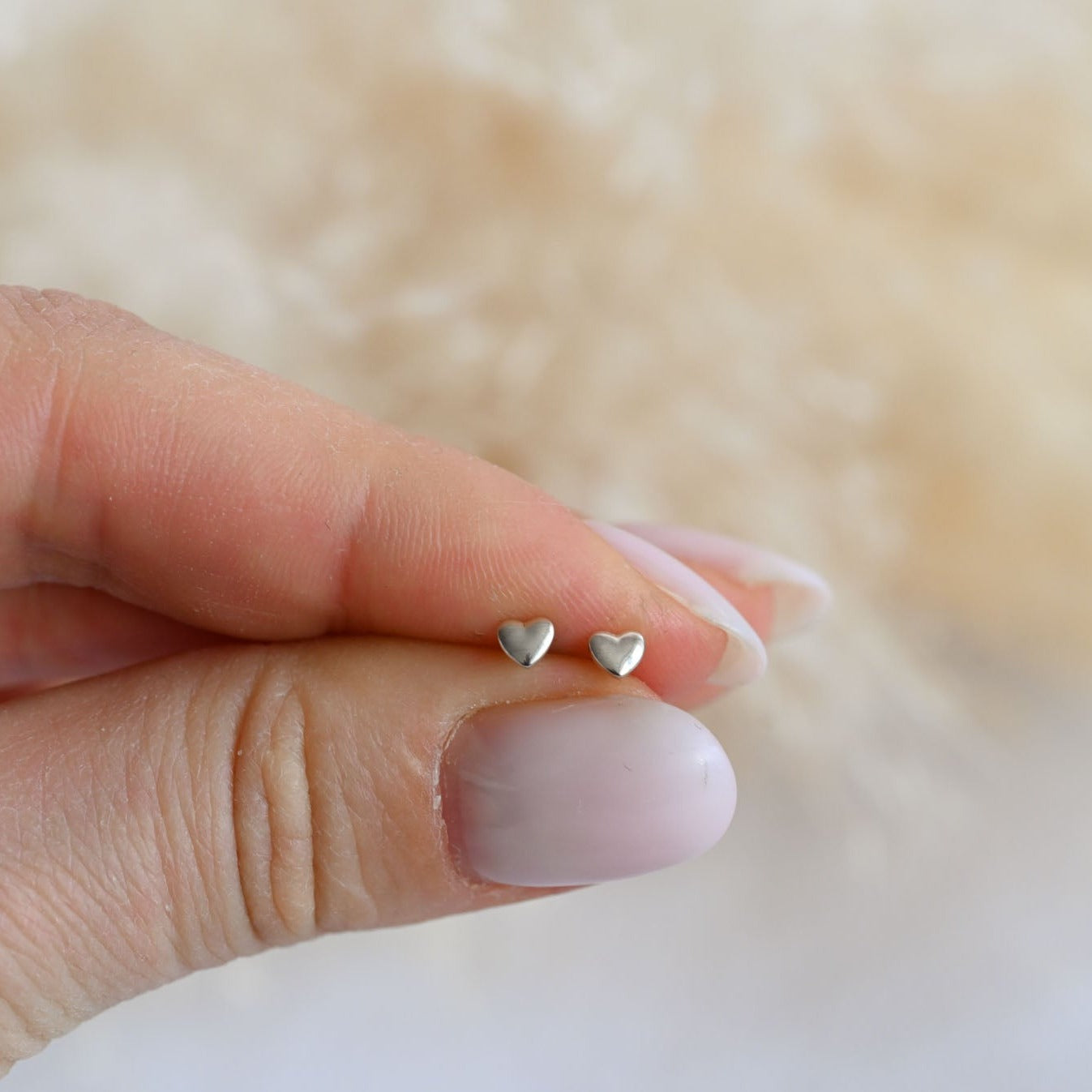 Tiny heart stud earrings, 925 silver, 18K gold, rose gold