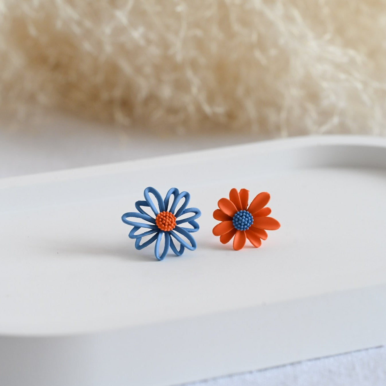 Chrysanthemum and Daisy Polymer Clay Earrings