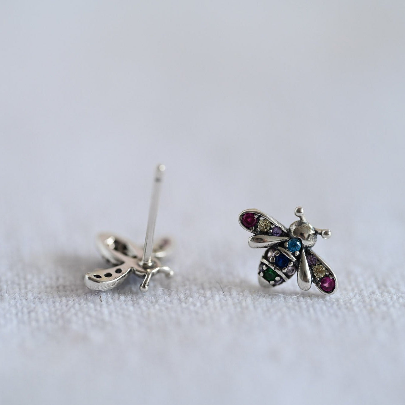 Cute minimalist earrings – Dainty bee stud earrings bee rainbow