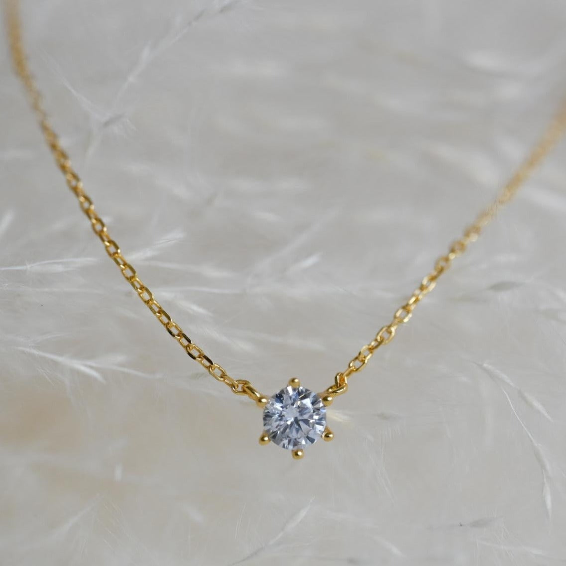 Zarte Halskette mit Zirkonia Diamant Anhänger, 925er Silber, 18K Gold