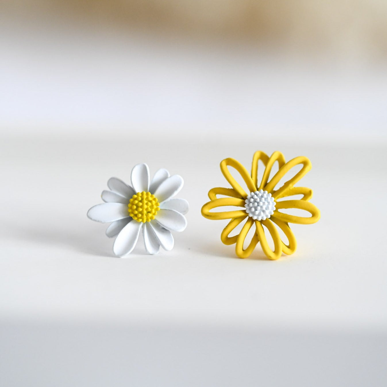 Chrysanthemum and Daisy Polymer Clay Earrings