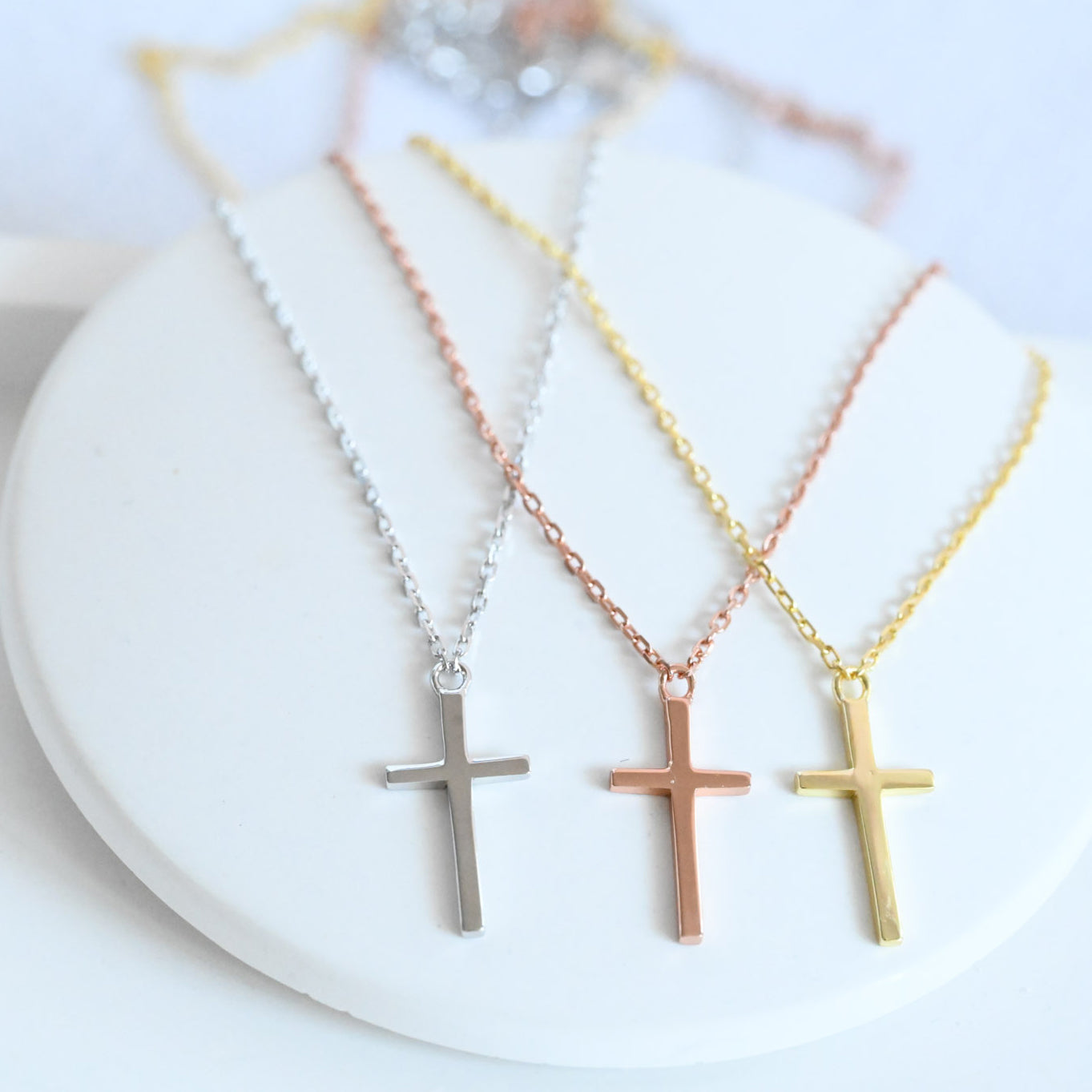 Minimalist Christian necklace with classic small cross