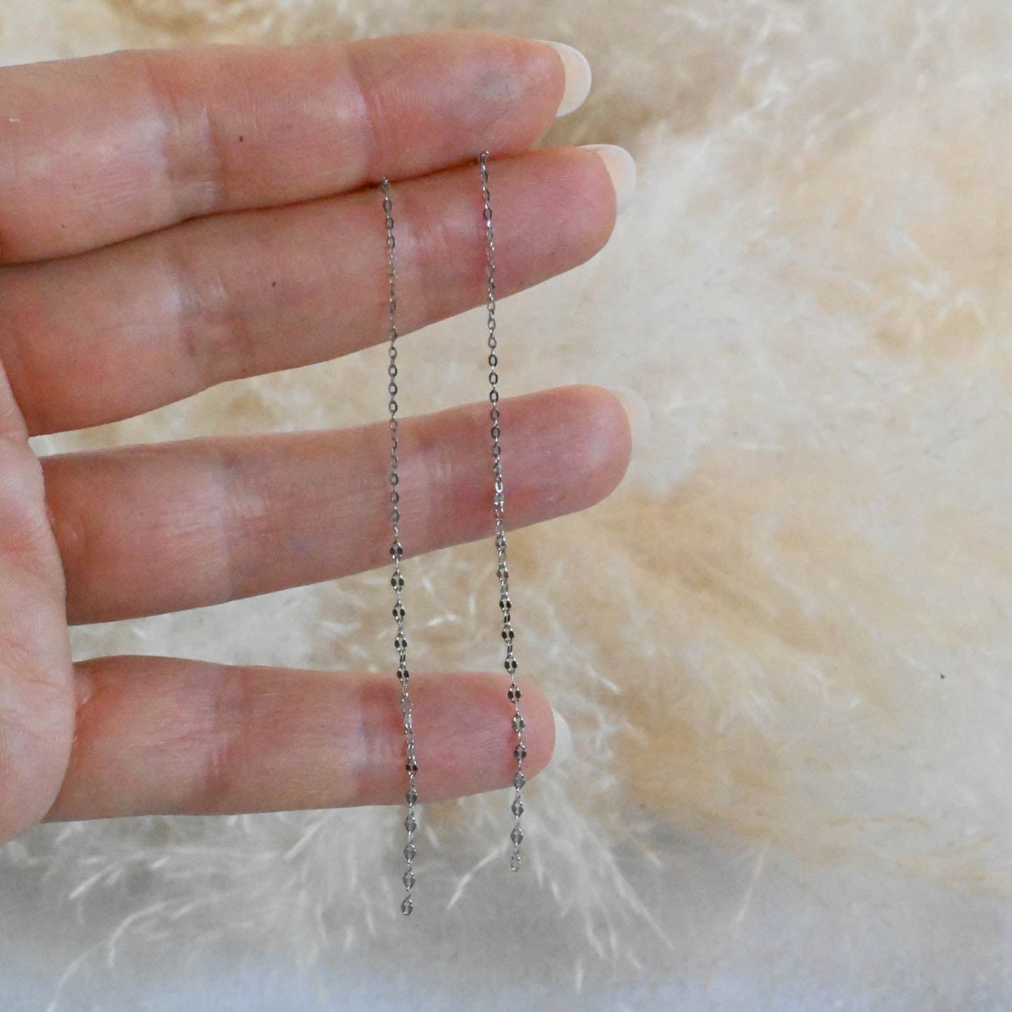 Simple delicate chain earrings 925 silver, 18K gold, 14K gold