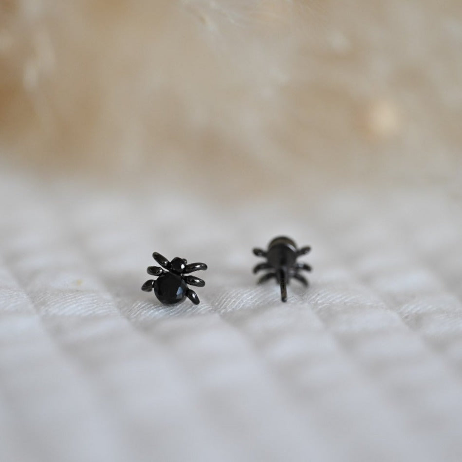925 Sterling Silber Schwarze Zirkon Spinne Ohrstecker