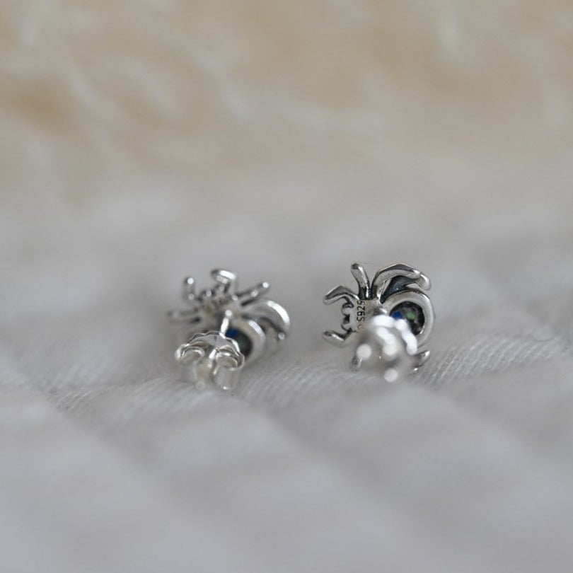 Rainbow Stud Earrings – Small Spider made of 925 Sterling Silver