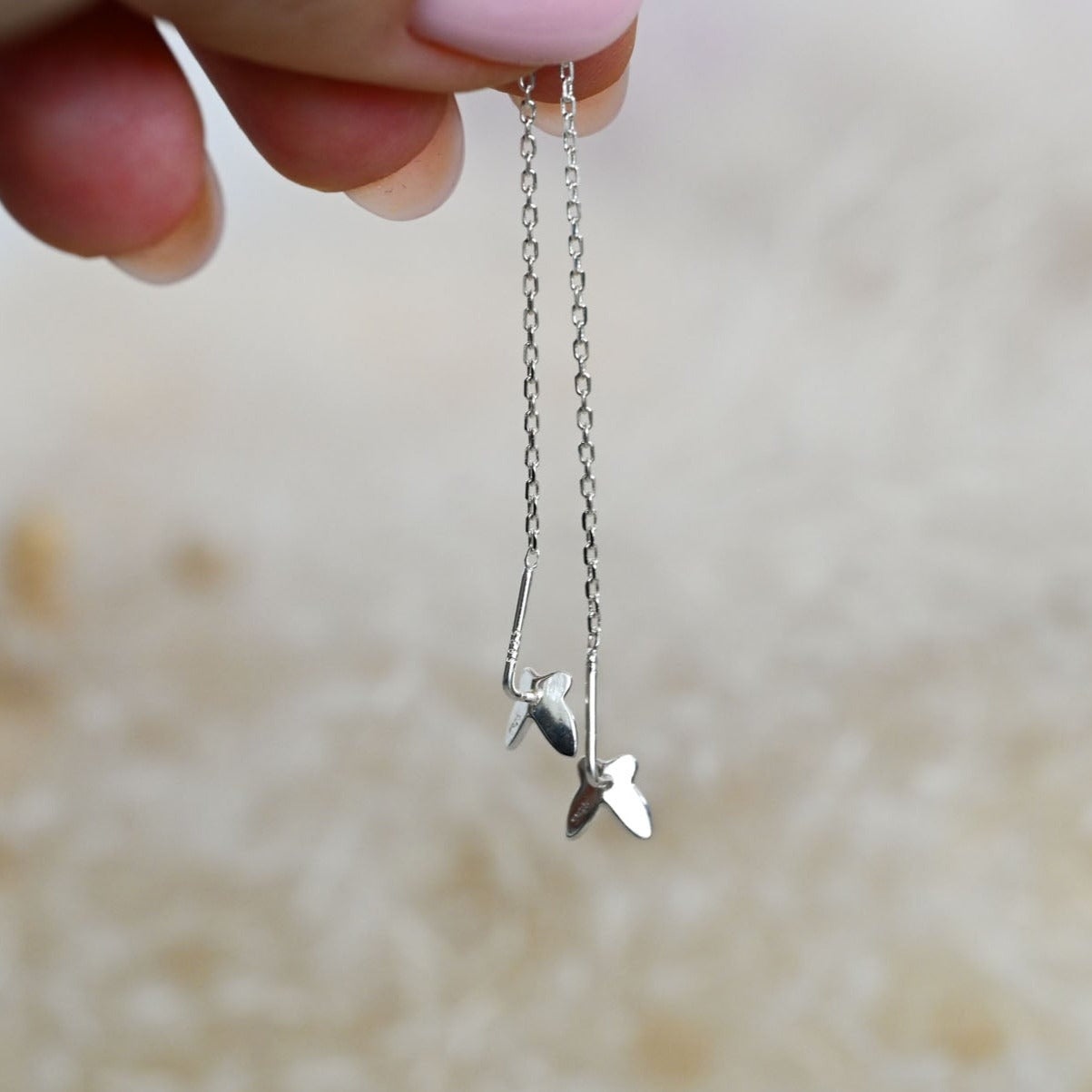Delicate chain earrings with butterfly