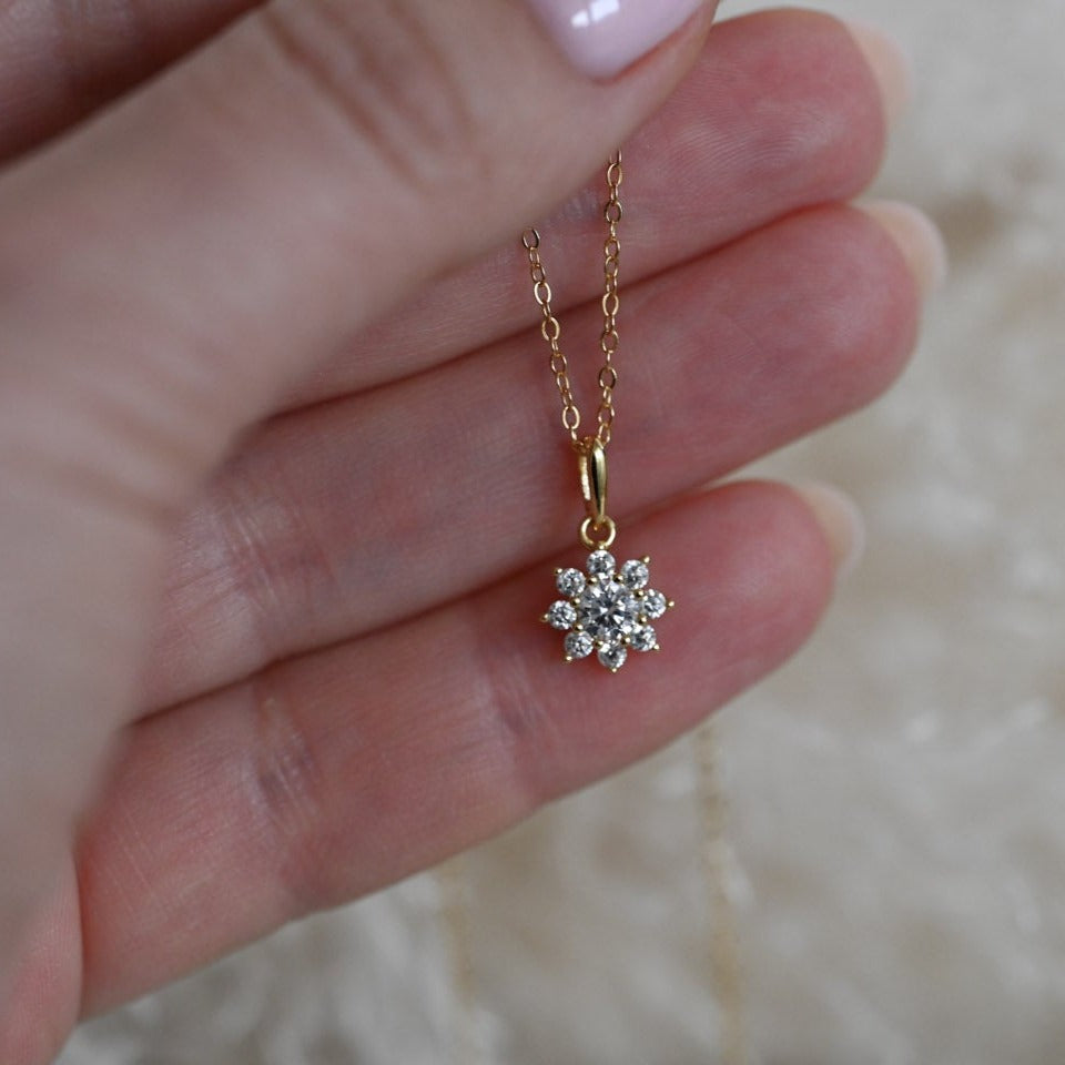 Necklace with sun pendant, 925 Sterling silver or 14K gold plated