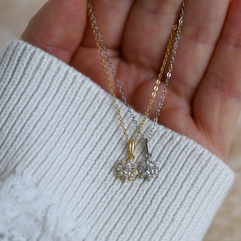 Necklace with sun pendant, 925 Sterling silver or 14K gold plated