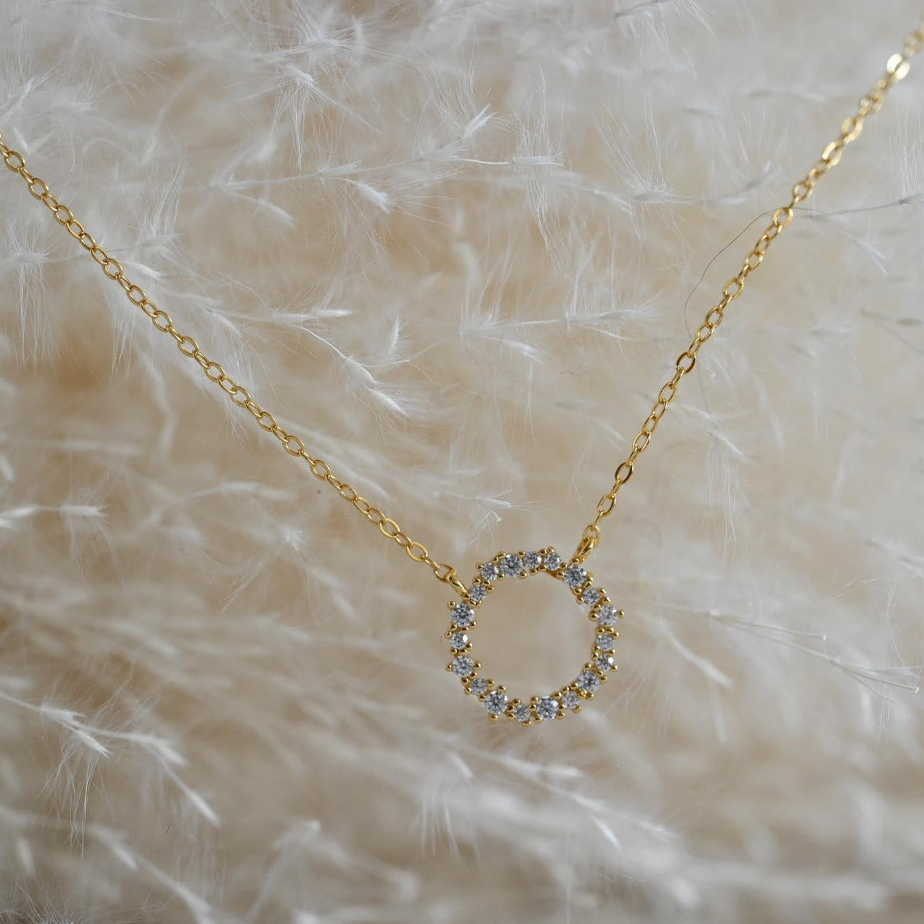 Necklace zircon circle silver