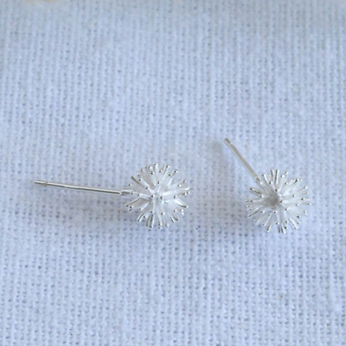 Stud earrings small dandelion, 925 Sterling silver