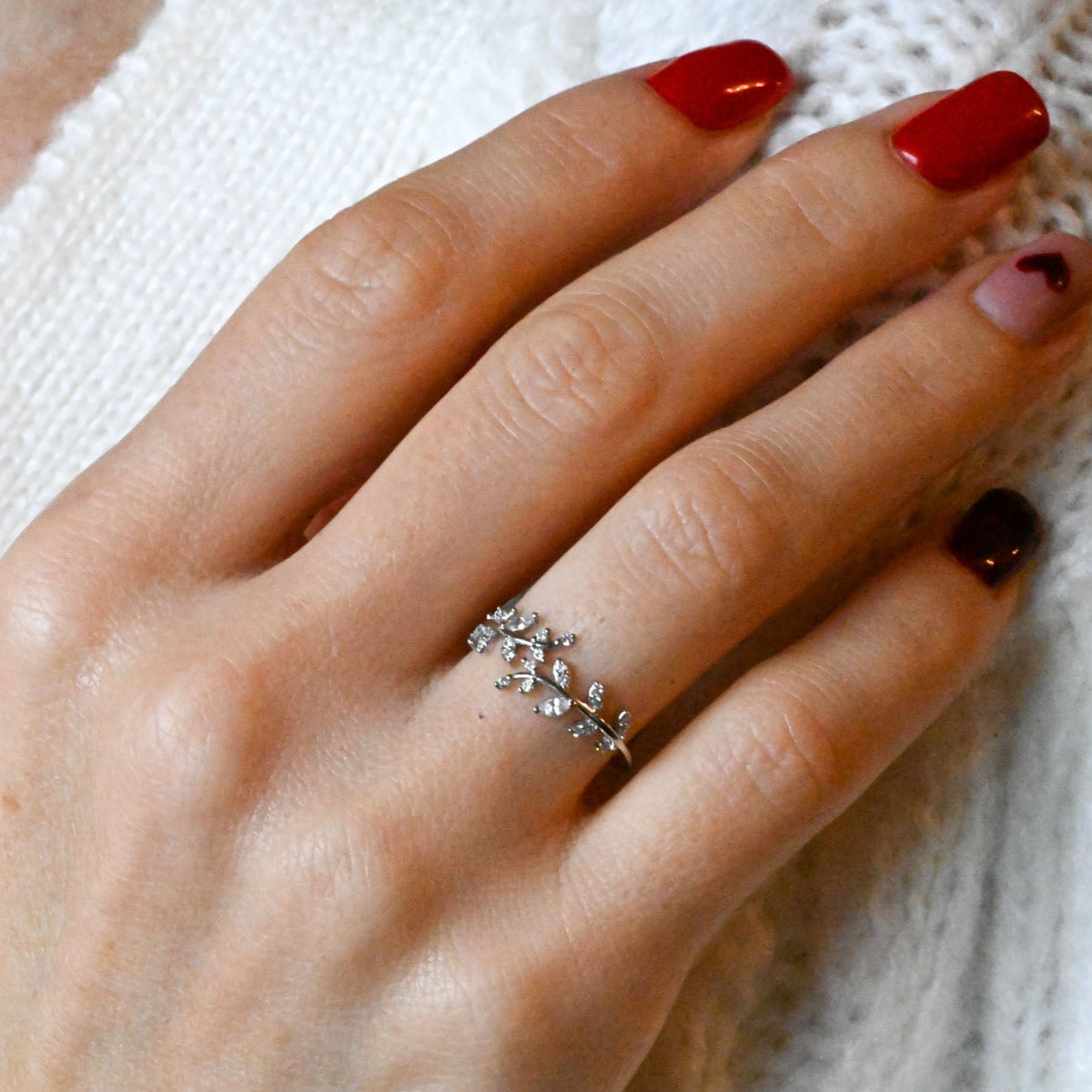 Delicate ring "Zircon Leaves"