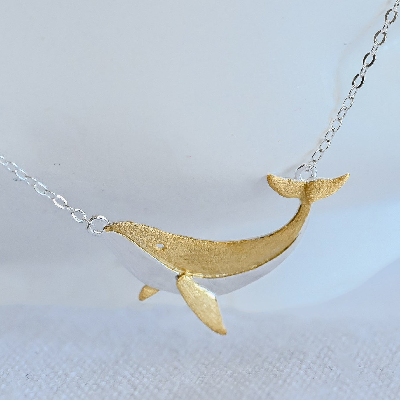 Kette mit Wal Anhänger, 925er Silber, 18K Gold