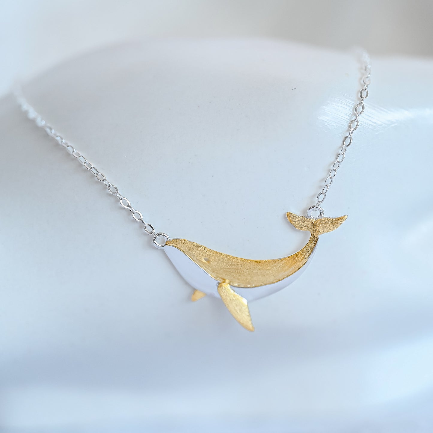 Kette mit Wal Anhänger, 925er Silber, 18K Gold