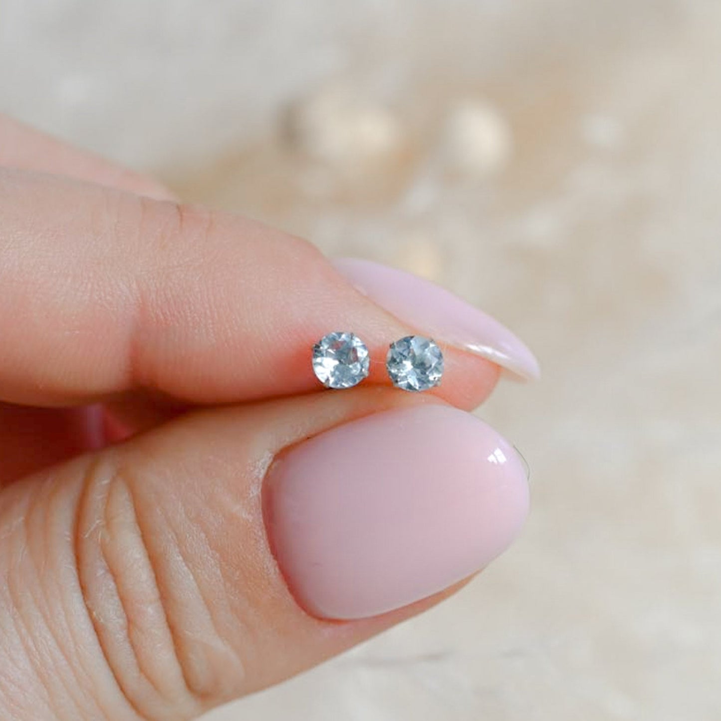 Mini Ohrstecker mit natürlichem Topaz, 5mm und 4mm, 925er Silber