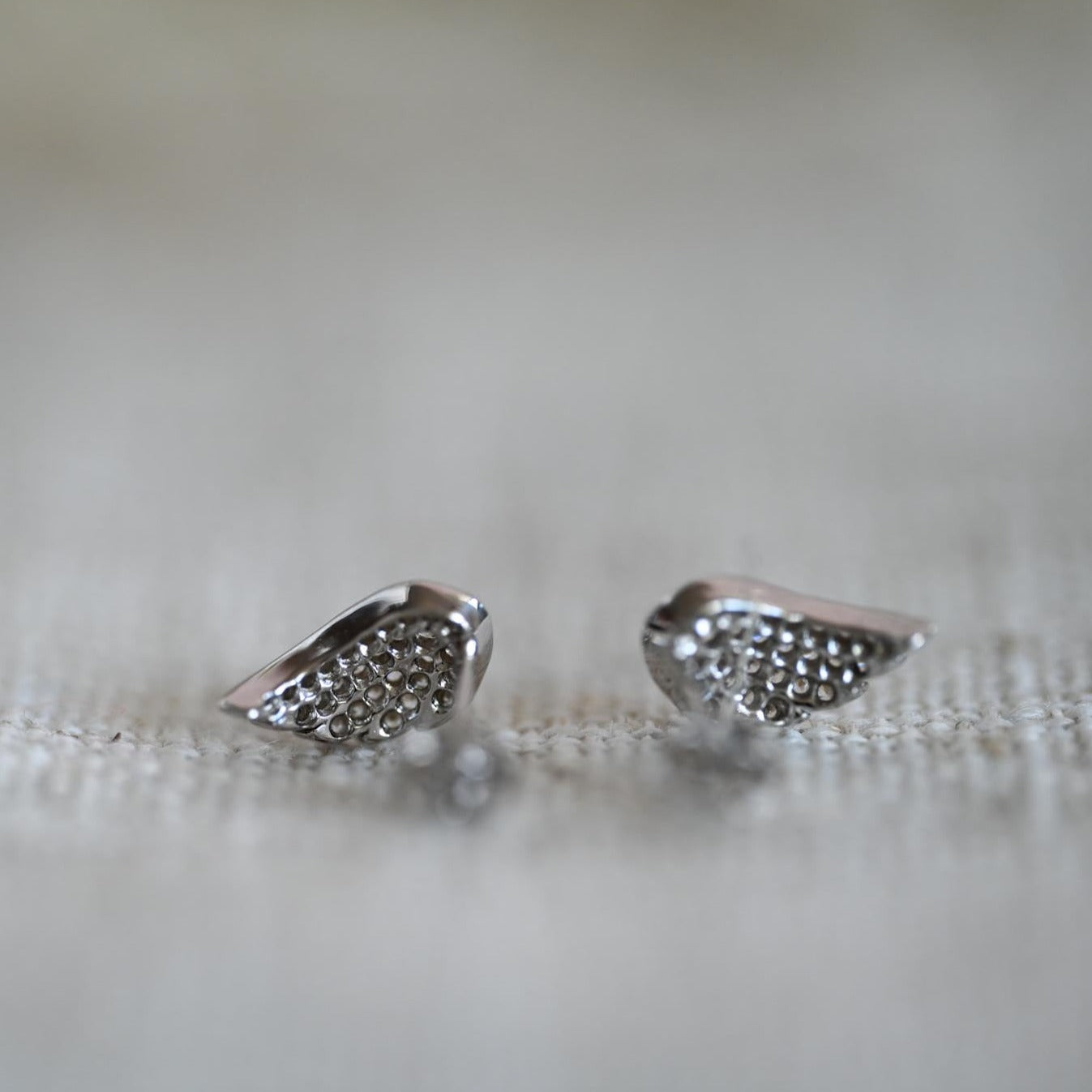 Stud earrings "Angel Wings" with zircon, 925 silver