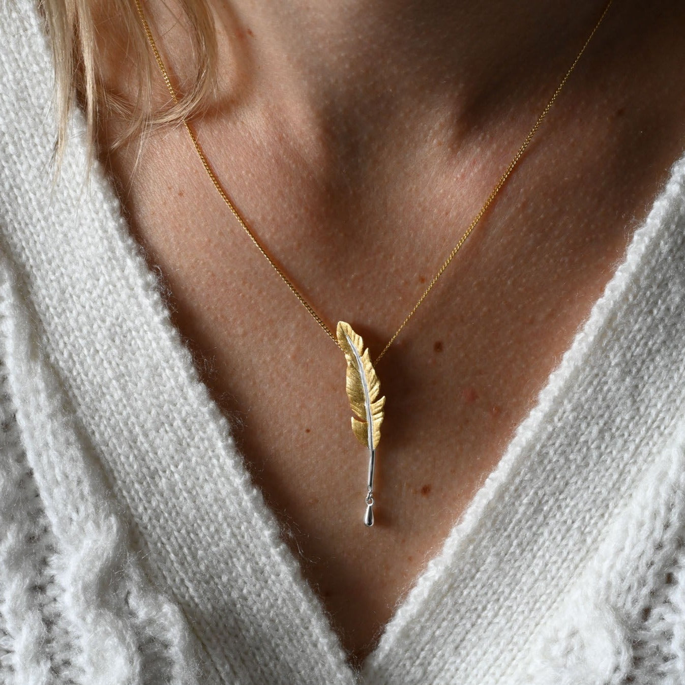 Delicate feather necklace