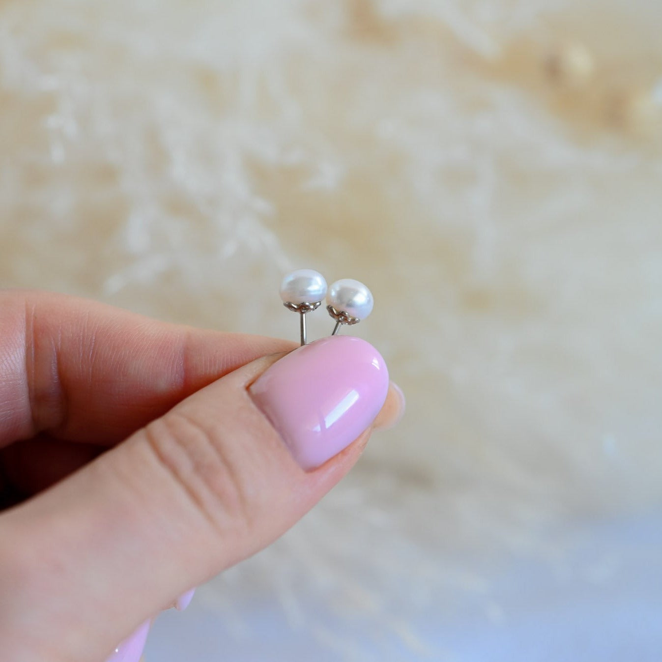 Small classic pearl stud earrings, 4mm, 5mm, 6mm