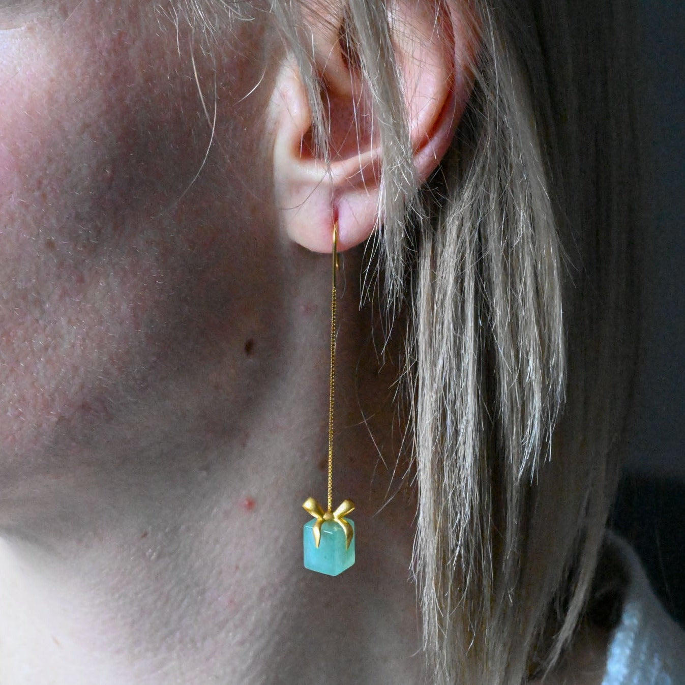 Handgemachte Hängeohrringe Geschenkbox Aventurin