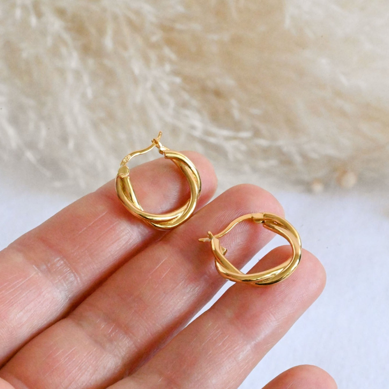 Braided geometric hoop earrings gold
