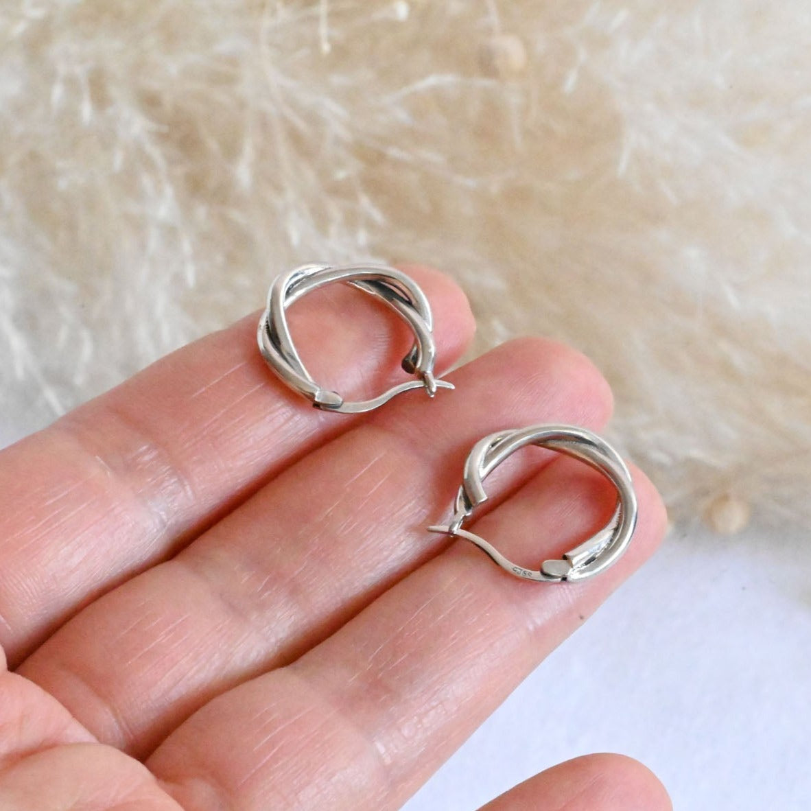 Braided geometric hoop earrings gold