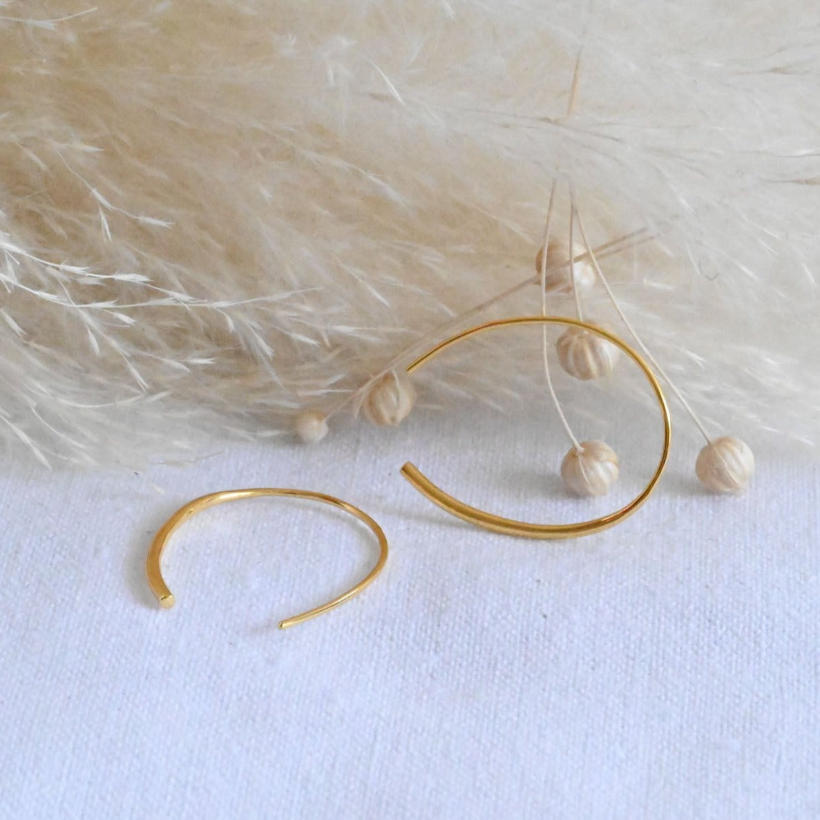 U-shaped earrings, 925 silver, 18K gold